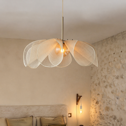 Vintage Fabric Pendant Light with Curved Shade – Warm Glow Ceiling Fixture for Dining Room, Bedroom & Reading Nook