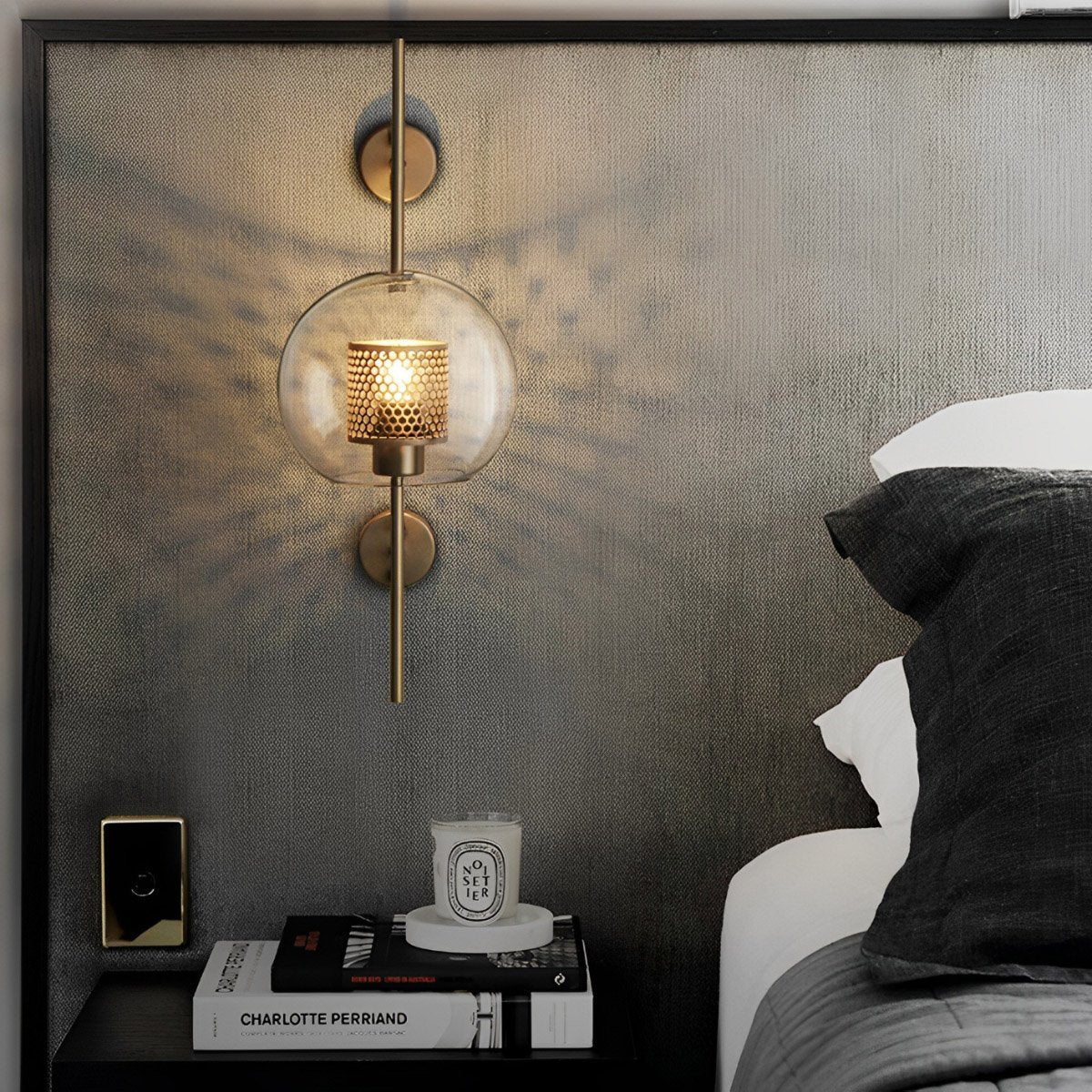 Iron & Glass Sphere Sconce 10 in Black Fixture Warm 3000K E27 Socket Bedroom Hallway Reading Nook Ambient Lighting for Modern Industrial Far