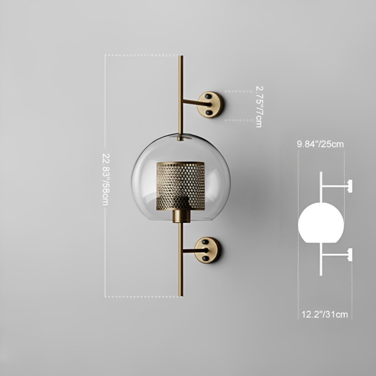 Iron & Glass Sphere Sconce 10 in Black Fixture Warm 3000K E27 Socket Bedroom Hallway Reading Nook Ambient Lighting for Modern Industrial Far
