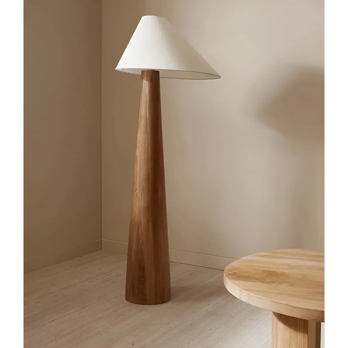 Wooden Standing Lamp 59 inches Tall Soft Warm Glow for Bedroom Living Room Entryway Modern Japandi Style Natural Wood Finish Ambient Downlig