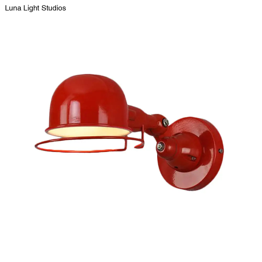 Adjustable Dome Wall Sconce - Industrial Metal Accent Light with Pivoting Head for Bedroom, Hallway & Reading Nook - Hardwired E12 Socket