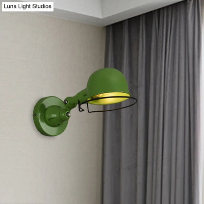 Adjustable Dome Wall Sconce - Industrial Metal Accent Light with Pivoting Head for Bedroom, Hallway & Reading Nook - Hardwired E12 Socket