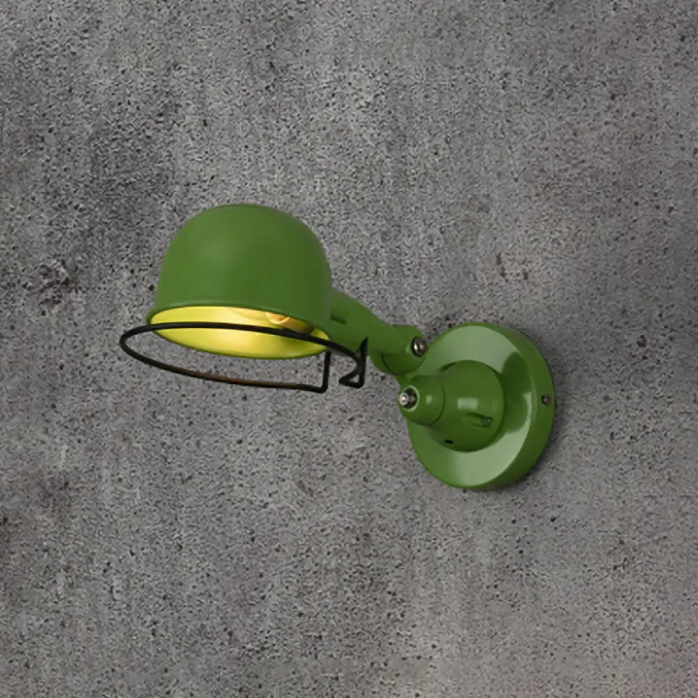 Adjustable Dome Wall Sconce - Industrial Metal Accent Light with Pivoting Head for Bedroom, Hallway & Reading Nook - Hardwired E12 Socket