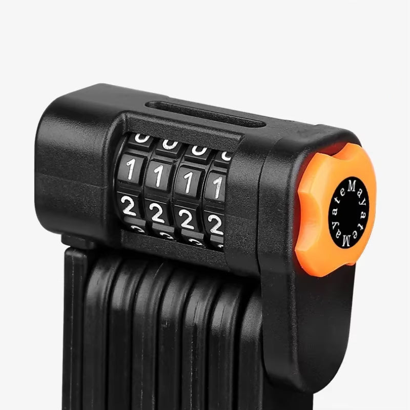 Heavy-Duty Folding Bike Lock with 4-Digit Combo Steel Chain Anti-Theft Security for Bicycles