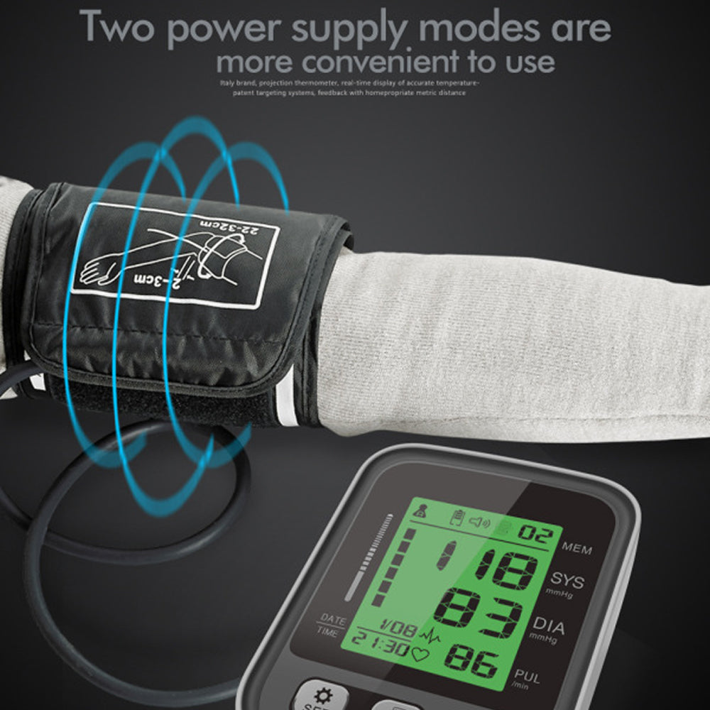 Upper Arm Blood Pressure Monitor with Color-Coded Readings & Dual-User Memory for Home Health Tracking