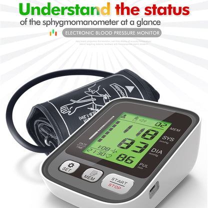 Upper Arm Blood Pressure Monitor with Color-Coded Readings & Dual-User Memory for Home Health Tracking