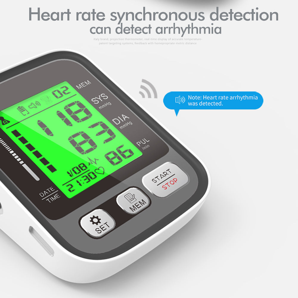 Upper Arm Blood Pressure Monitor with Color-Coded Readings & Dual-User Memory for Home Health Tracking