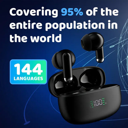 Real-Time Translation Earbuds with 144 Language Support & Bluetooth 5.3 for Travel, Business & Everyday Conversations