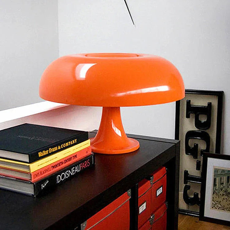 Mushroom Nightstand Light 11 Inches Tall Orange Accent Lamp for Bedroom Desk Bedside Reading Modern Retro Dome Shape Soft Glow Small Space L