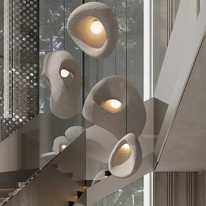 Organic Resin Hanging Lamp E27 Socket 110-120V Sculptural Ceiling Light for Dining Room Living Room Bedroom Modern Minimalist Ambient Lighti