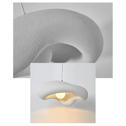 Textured Resin Ceiling Fixture 9 in Black Matte Sculptural Hanging Light Kitchen Island Dining Table Minimalist Organic Shape Adjustable Cab
