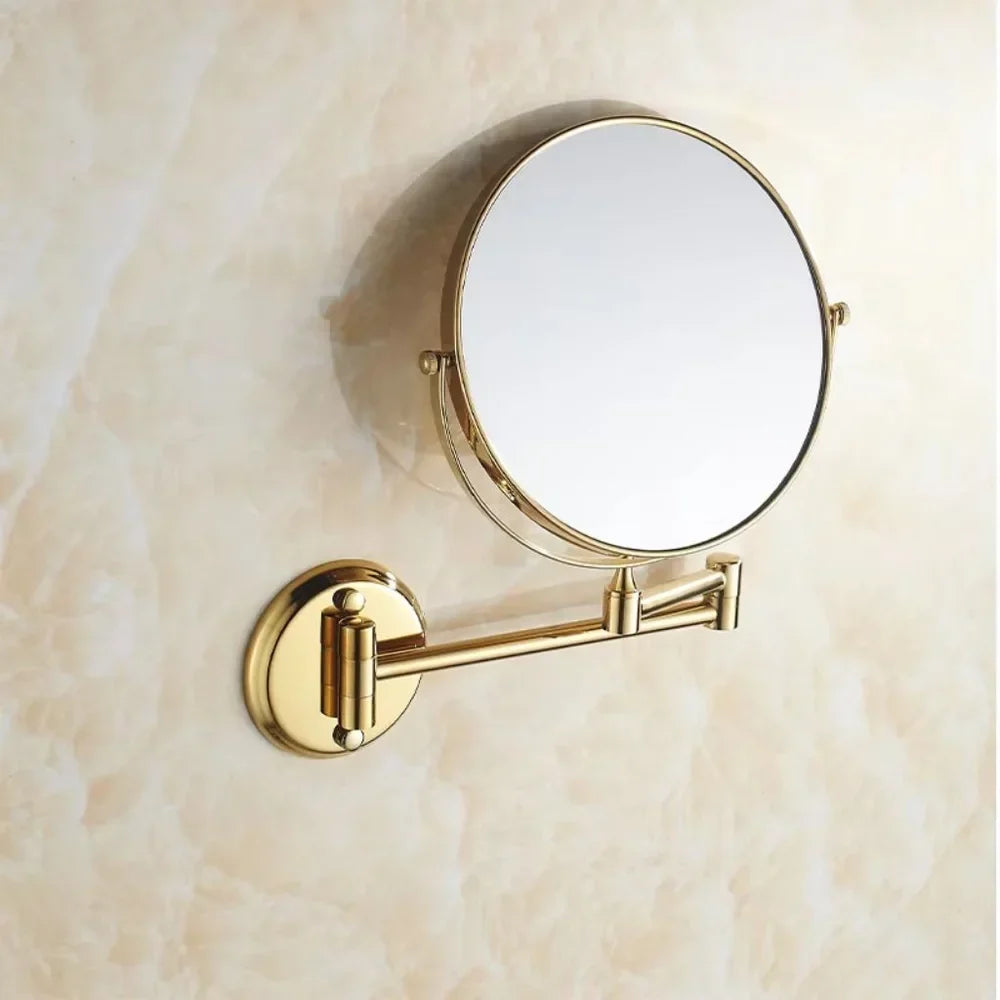 Extendable Dual-Sided Vanity Mirror with Adjustable Wall Arm for Close-Up Makeup Application and Everyday Grooming in Bathroom or Dressing