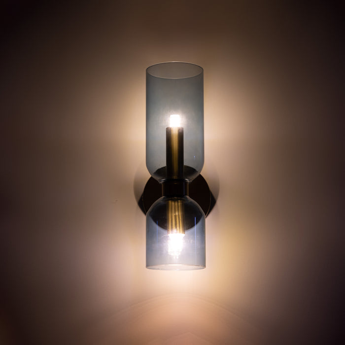 Hardwired Glass Sconce Light E12 Socket for Bedrooms Living Rooms Hallways Indoor Accent Fixture Modern Cylindrical Wall Mount Lighting 110-