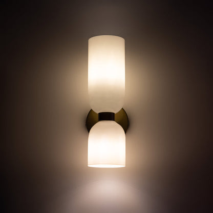 Hardwired Glass Sconce Light E12 Socket for Bedrooms Living Rooms Hallways Indoor Accent Fixture Modern Cylindrical Wall Mount Lighting 110-