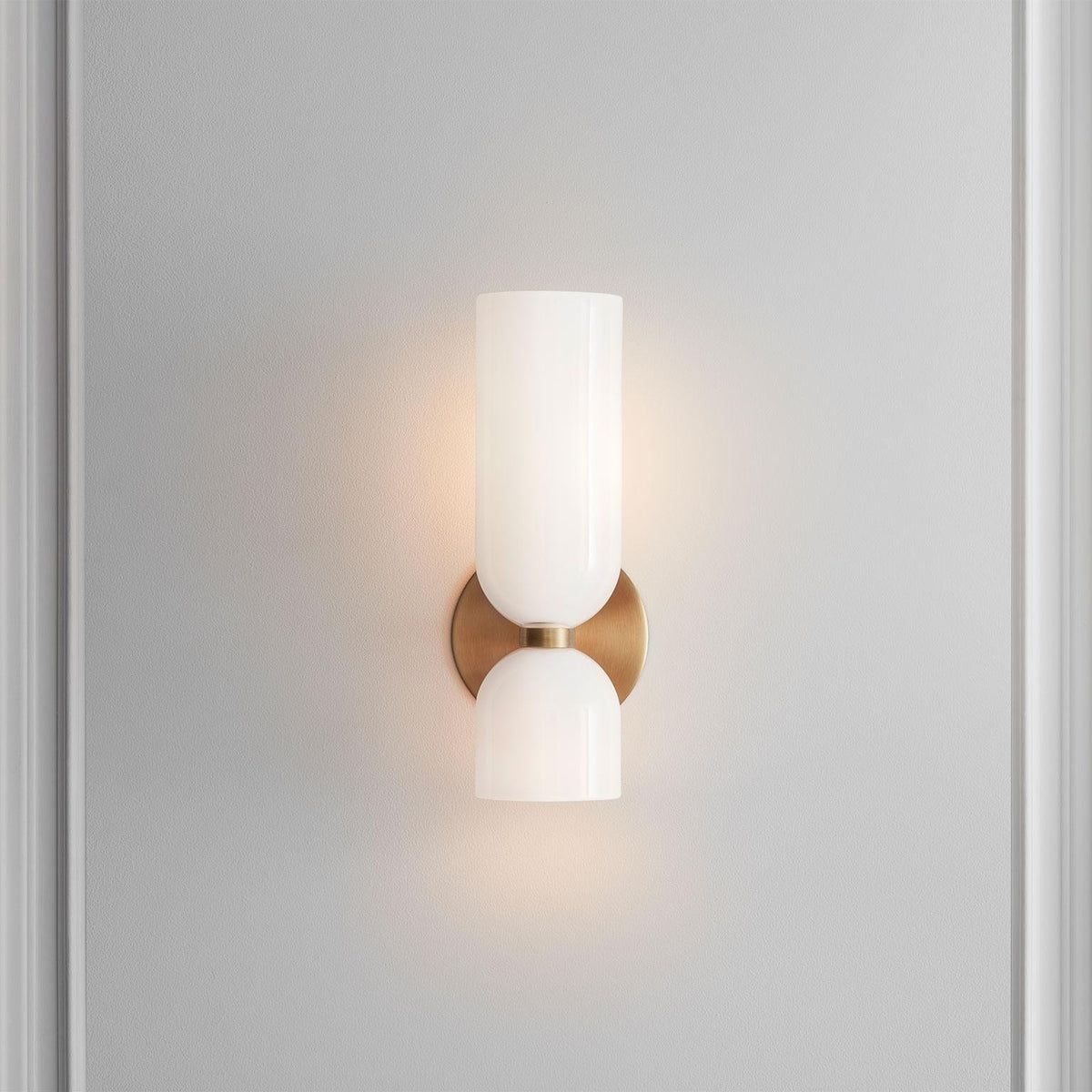 Hardwired Glass Sconce Light E12 Socket for Bedrooms Living Rooms Hallways Indoor Accent Fixture Modern Cylindrical Wall Mount Lighting 110-