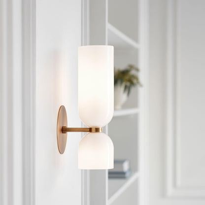 Hardwired Glass Sconce Light E12 Socket for Bedrooms Living Rooms Hallways Indoor Accent Fixture Modern Cylindrical Wall Mount Lighting 110-