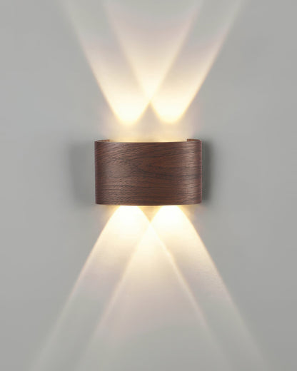 Aluminum Up-Down Sconce 10W 3000K Wood-Grain Indoor Outdoor Hallway Balcony Entryway Modern Bidirectional Ambient Accent Fixture IP65
