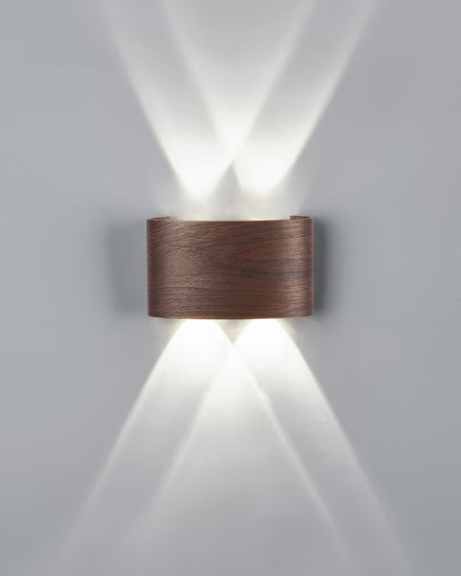 Aluminum Up-Down Sconce 10W 3000K Wood-Grain Indoor Outdoor Hallway Balcony Entryway Modern Bidirectional Ambient Accent Fixture IP65