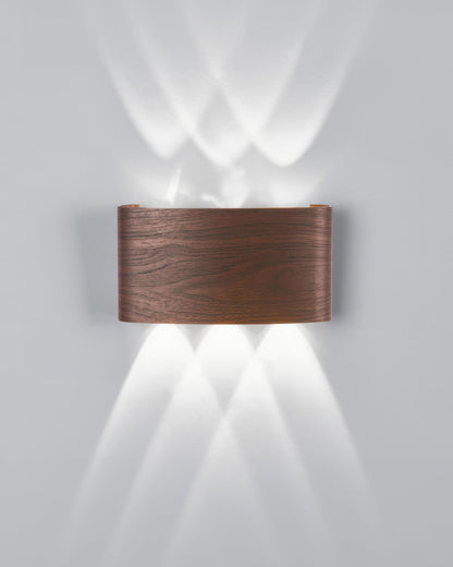 Aluminum Up-Down Sconce 10W 3000K Wood-Grain Indoor Outdoor Hallway Balcony Entryway Modern Bidirectional Ambient Accent Fixture IP65