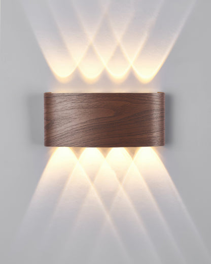 Aluminum Up-Down Sconce 10W 3000K Wood-Grain Indoor Outdoor Hallway Balcony Entryway Modern Bidirectional Ambient Accent Fixture IP65