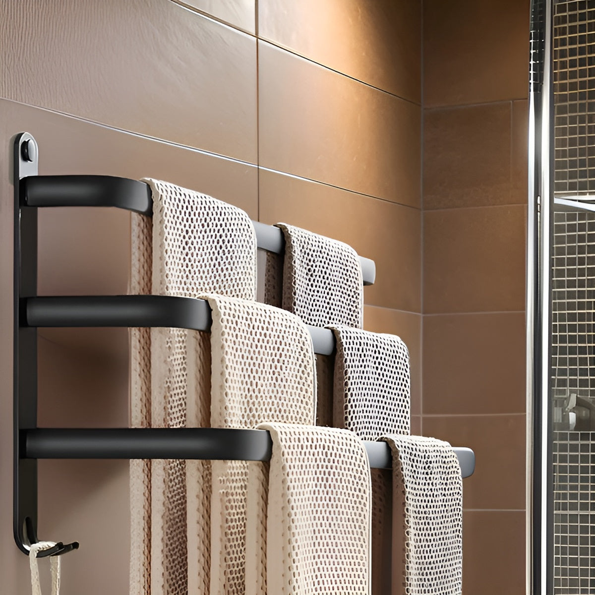 Wesley Towel Rack - Matte Black, 3-Tier Space-Saving Design