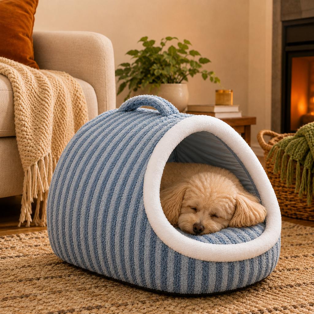 Ortekor Warm Cave Dog Bed for Winter Indoor Sleep - Cozy Enclosed Pet Bed for Small Dogs & Cats