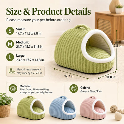 Ortekor Warm Cave Dog Bed for Winter Indoor Sleep - Cozy Enclosed Pet Bed for Small Dogs & Cats