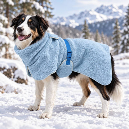 Ortekor Sherpa Fleece Dog Winter Coat with Adjustable Fit & Leash Opening, Warm Outdoor Jacket for Cold Weather Walks, Hiking and Camping