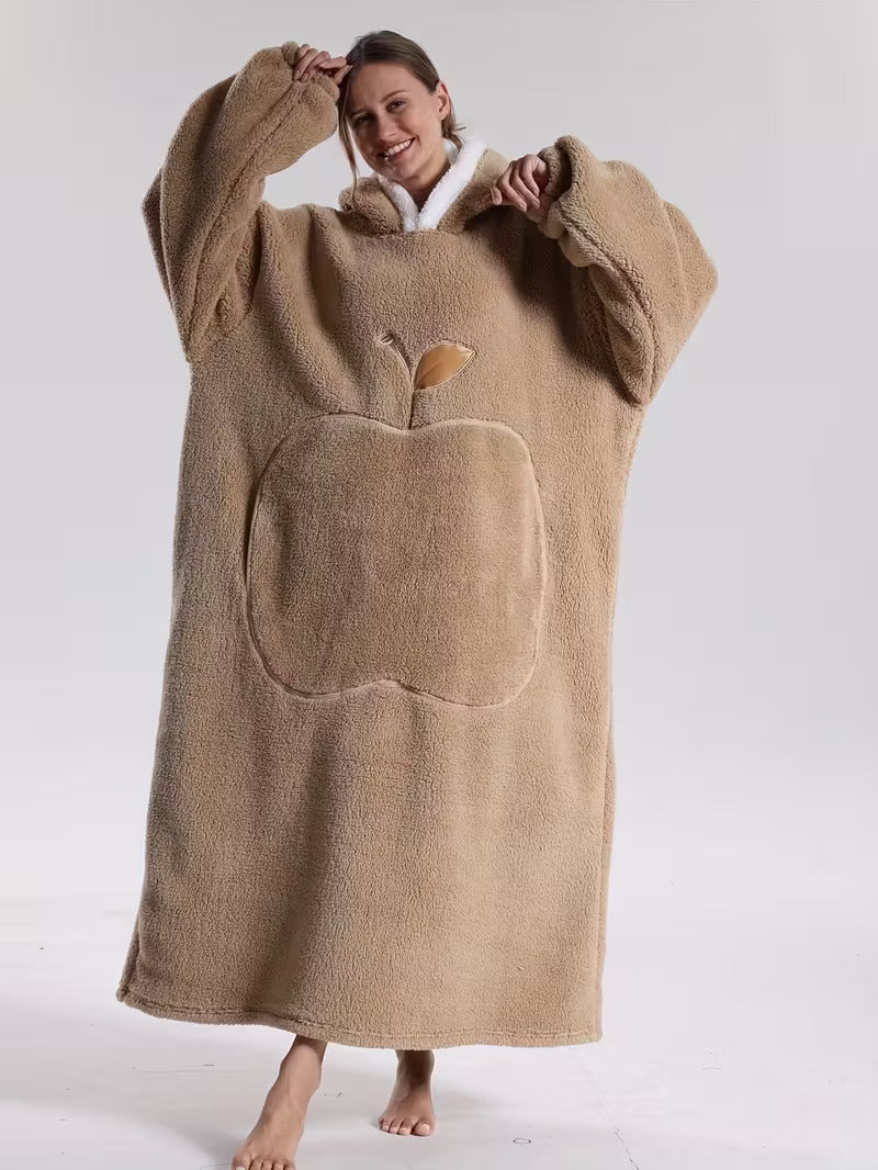 Oversized Wearable Blanket Hoodie with Sleeves & Pocket – Plush Throw for Couch, Bed, Camping – One Size Adults
