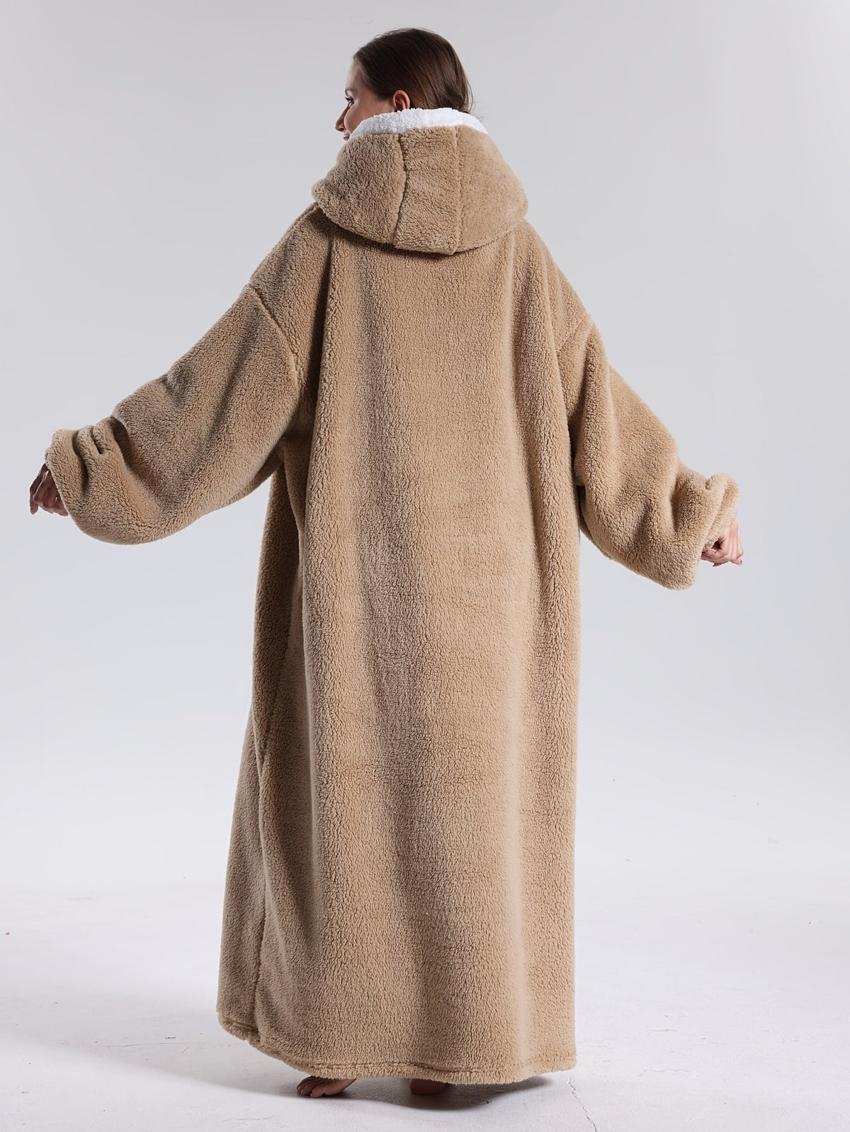 Oversized Wearable Blanket Hoodie with Sleeves & Pocket – Plush Throw for Couch, Bed, Camping – One Size Adults