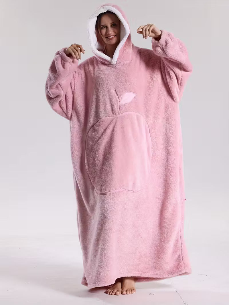 Oversized Wearable Blanket Hoodie with Sleeves & Pocket – Plush Throw for Couch, Bed, Camping – One Size Adults