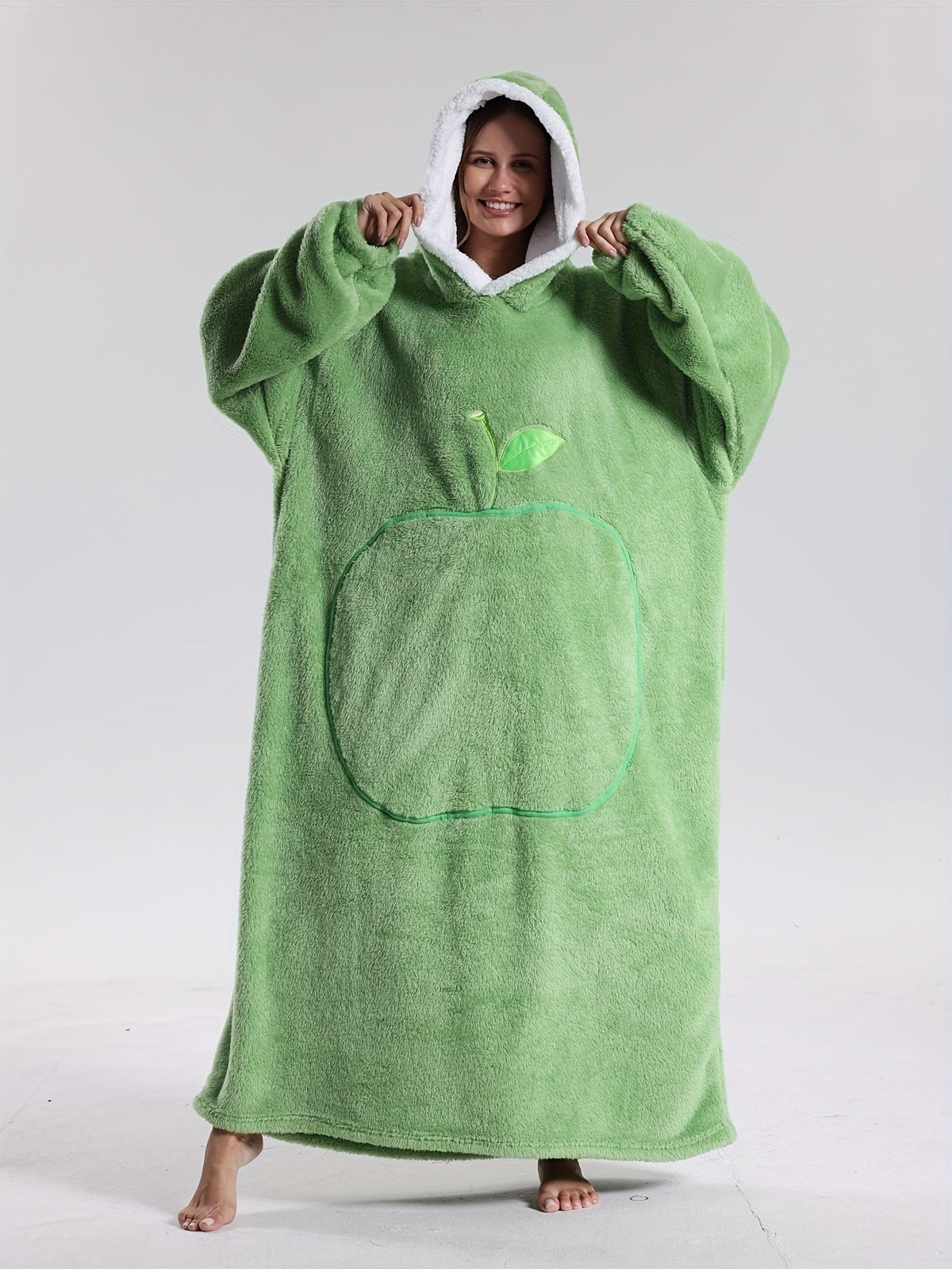 Oversized Wearable Blanket Hoodie with Sleeves & Pocket – Plush Throw for Couch, Bed, Camping – One Size Adults