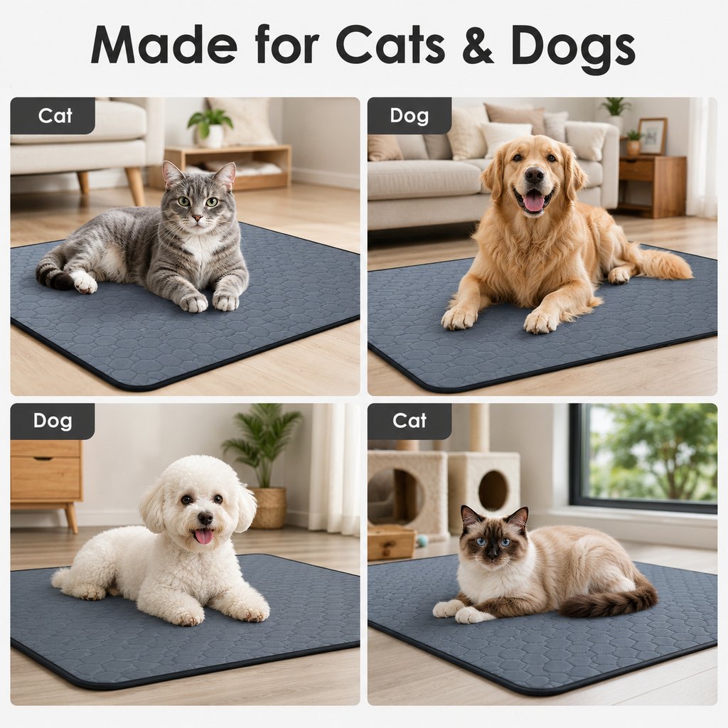 Ortekor Reusable Washable Pet Pee Pad for Cats & Dogs - Absorbent Non-Slip Floor Mat for Indoor Potty Training, Playpens & Crates