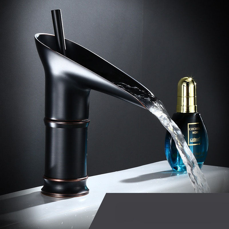 Single-Handle Waterfall Bathroom Faucet in Antique Bronze, Chrome, Gold & Black Finish for Vessel Sink