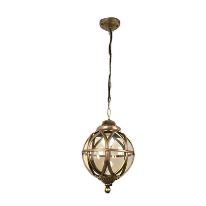 Outdoor Hanging Globe Ceiling Light Metal and Glass for Patio Pergola Covered Terrace Garden Porch Deck Veranda Lighting Fixture Weather Res