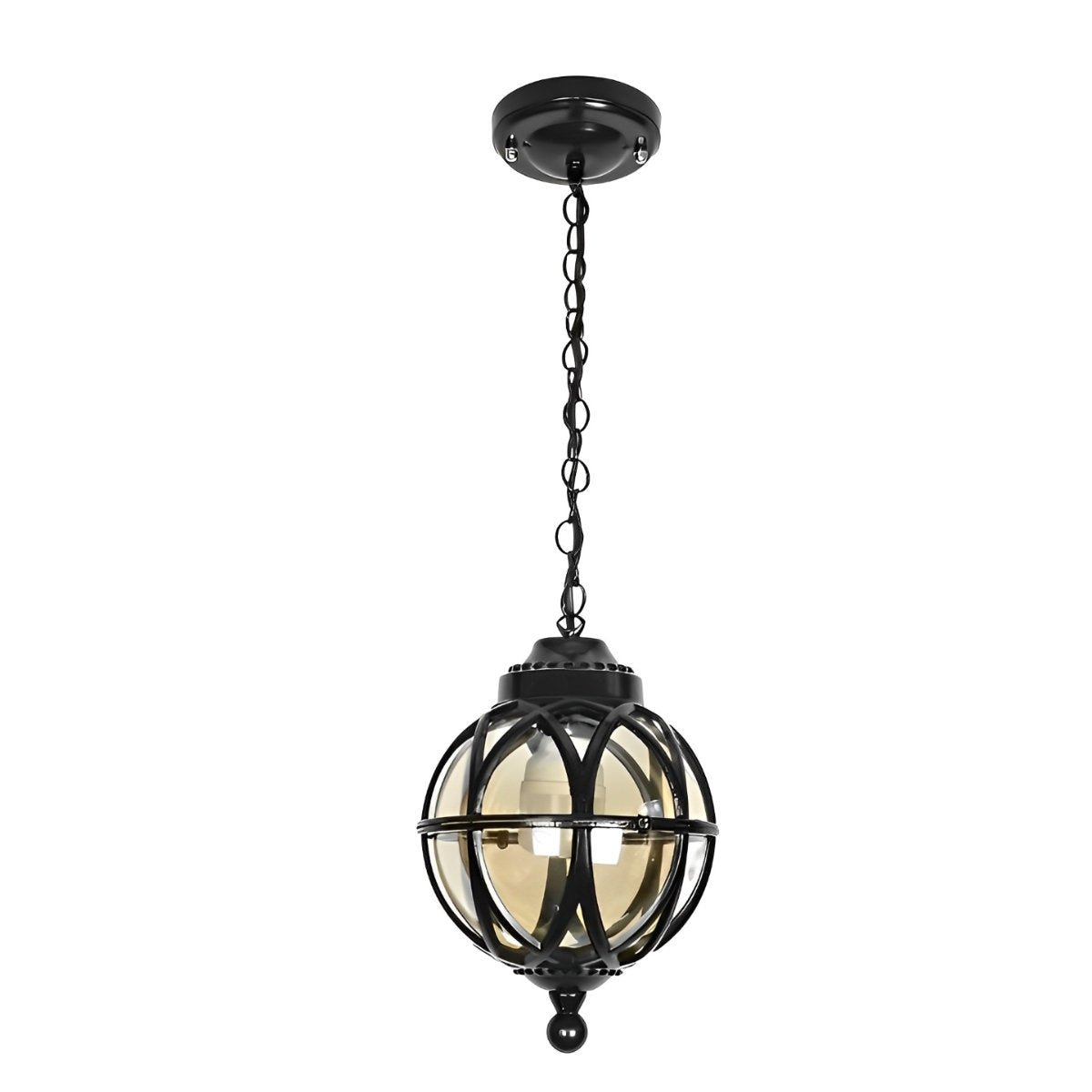Outdoor Hanging Globe Ceiling Light Metal and Glass for Patio Pergola Covered Terrace Garden Porch Deck Veranda Lighting Fixture Weather Res