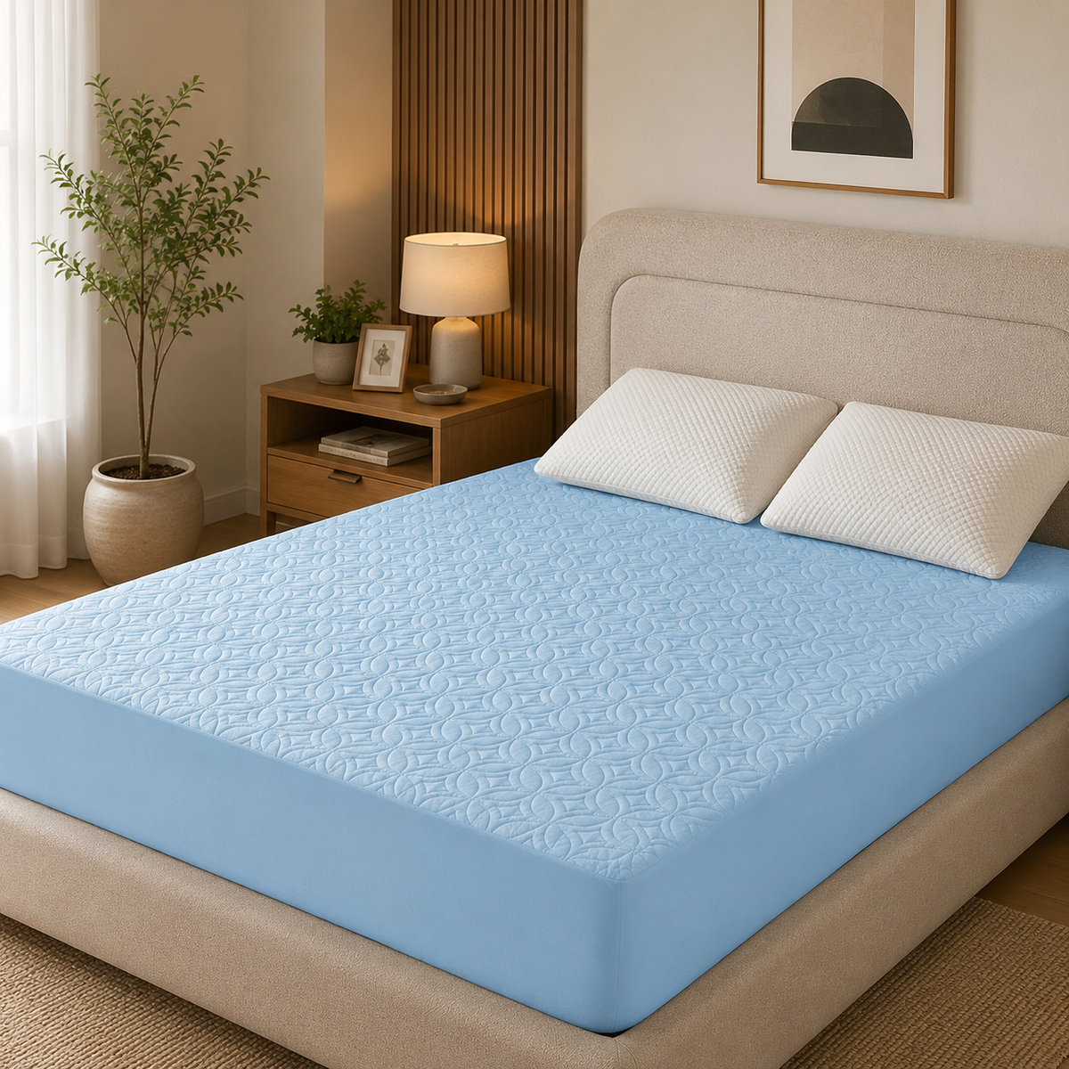 Waterproof Mattress Protector, Quilted Waterproof Mattress Cover with Deep Pocket up to 18 Inch, Fitted Bed Protector