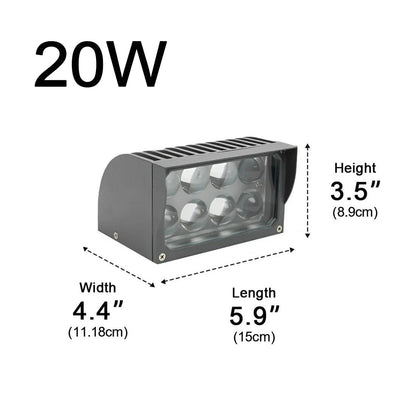 Adjustable Weatherproof LED Floodlight Gray Die-Cast Aluminum Wall Fixture 20W 30W 50W 80W Accent Security Lighting Residential Commercial H