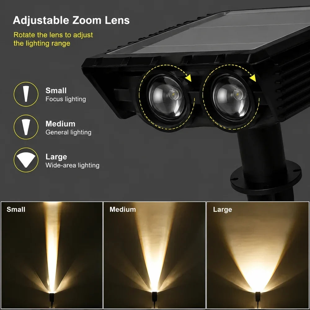 Outdoor Solar Garden Spotlight with Adjustable Beam – Rechargeable Stake Light for Yard, Walkway & Patio Lighting