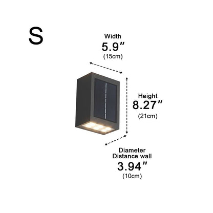 Outdoor Wall Sconce LED 8 in Architectural Up-Down Light Matte Black Aluminum Waterproof Fixture Entryway Patio Garden Pathway Driveway Exte