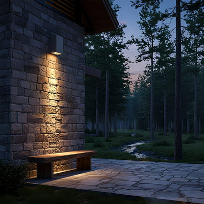 Outdoor Wall Sconce LED 8 in Architectural Up-Down Light Matte Black Aluminum Waterproof Fixture Entryway Patio Garden Pathway Driveway Exte