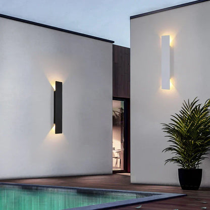 Outdoor LED Wall Light Aluminum Waterproof Sconce Modern Slim Strip Design for Patio Garden Facade Warm White Cold White