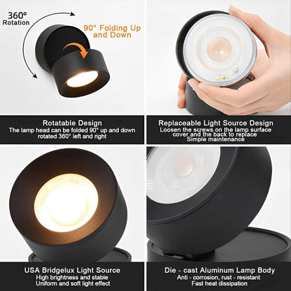 Outdoor LED Spotlight with Adjustable Head 12W Aluminum Wall-Mount Light for Garden Patio Entryway Landscape
