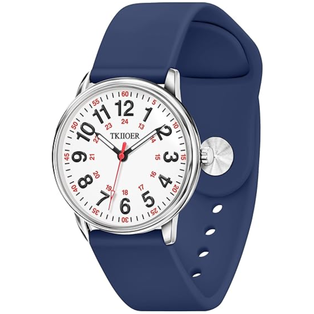 Clip-On Fob Watch for Nurses & Healthcare Workers with Luminous Dial 12/24 Hour Second Hand 164 ft Waterproof for Medical Students CNAs