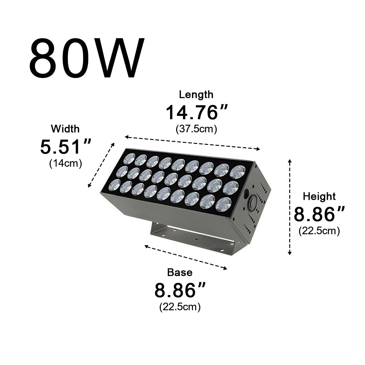 Adjustable Weatherproof LED Floodlight Gray Die-Cast Aluminum Wall Fixture 20W 30W 50W 80W Accent Security Lighting Residential Commercial H