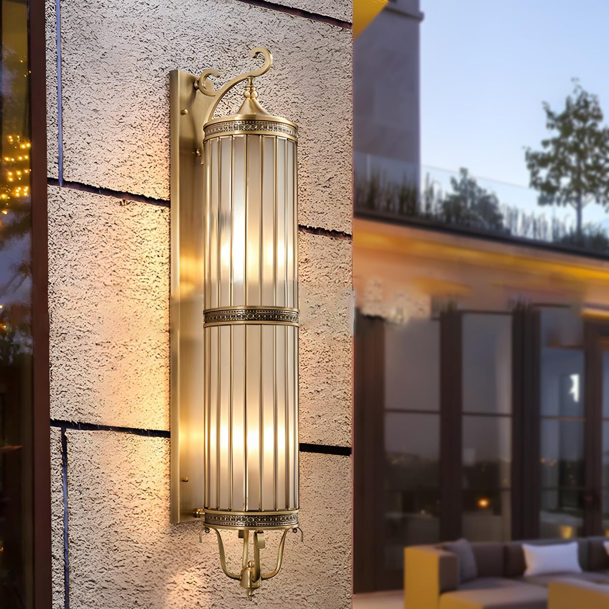 Outdoor LED Fixture Metal & Glass 22 in Patio Garden Entryway 3000K Warm Glow Retro Inspired Weatherproof Wall Mounted Exterior Sconce for P