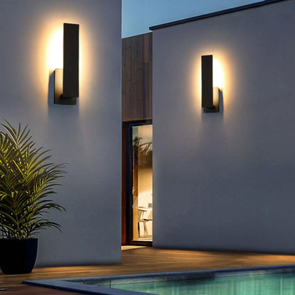 Outdoor LED Wall Sconce Aluminum 17 inch Waterproof Black Porch Light Warm White for Front Door Entry Patio Exterior Home Facade Security Li