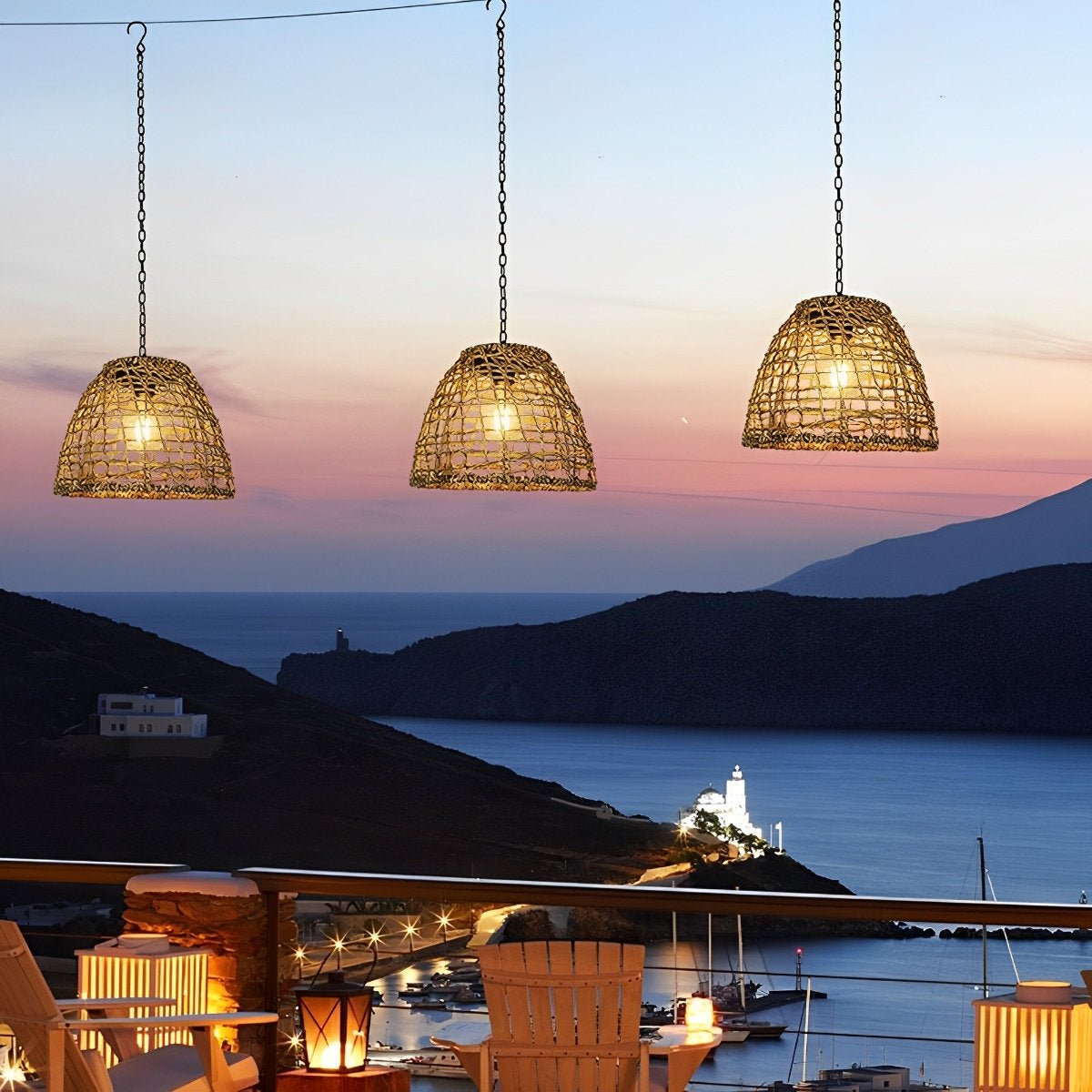 Solar Hanging Lantern for Patio Black Woven Weather-Resistant 9x7in Deck Fixture Cordless Eco LED Warm Glow Courtyard Walkway Outdoor Dining