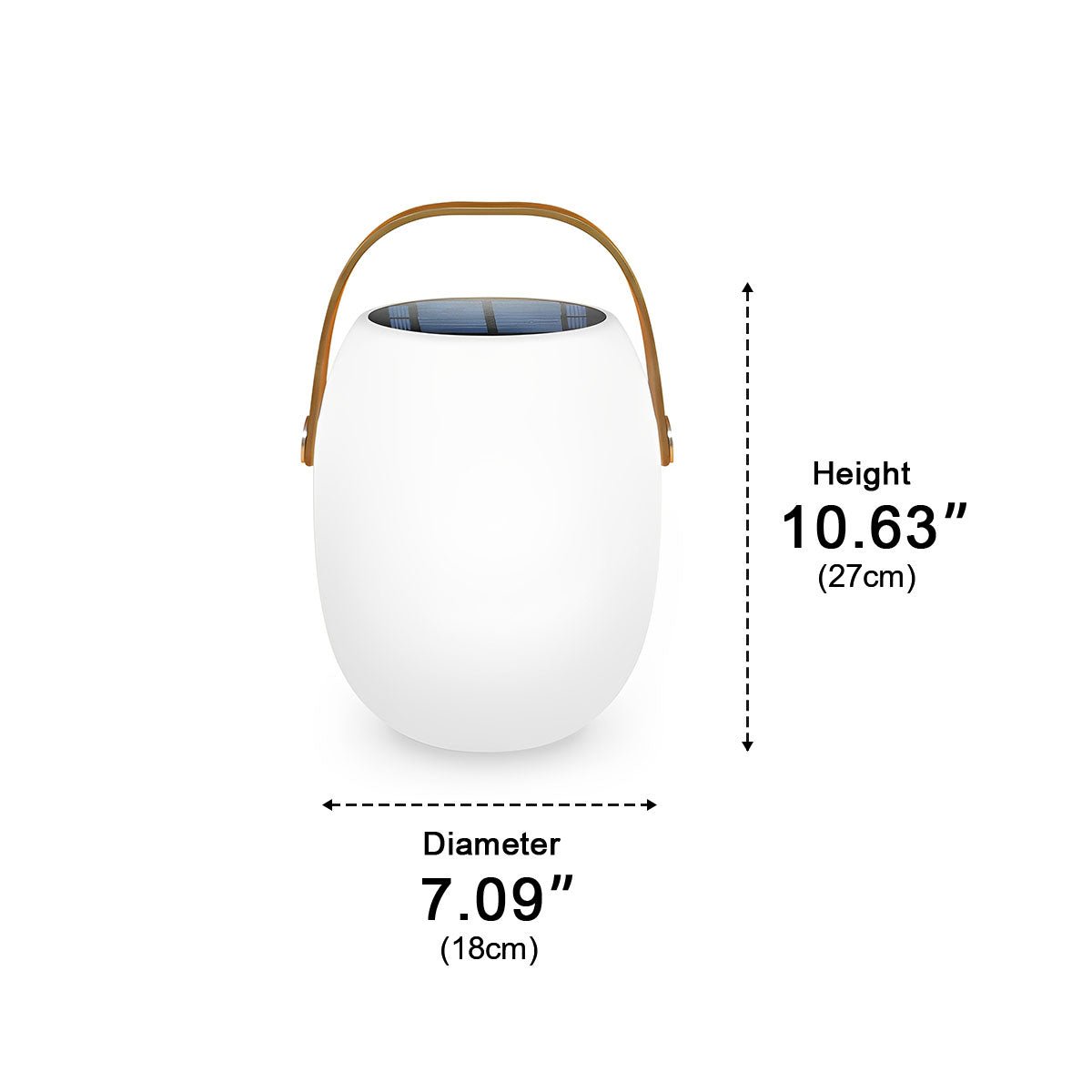 Rechargeable LED Globe Lantern for Deck & Patio with Touch Dimming – 7 in White Sphere Design, Solar + USB Power, Waterproof for Outdoor Din