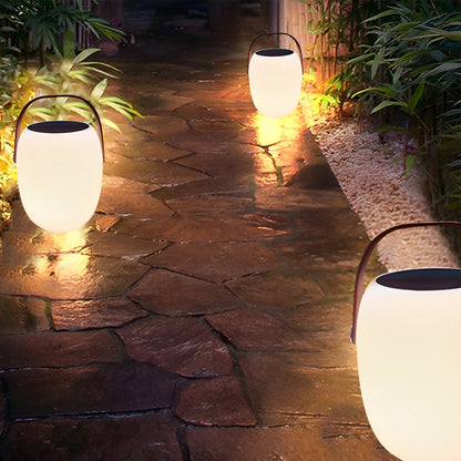 Rechargeable LED Globe Lantern for Deck & Patio with Touch Dimming – 7 in White Sphere Design, Solar + USB Power, Waterproof for Outdoor Din